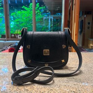 MCM Crossbody Bag Black Studded Gold